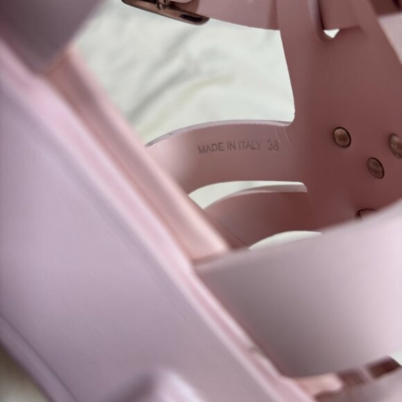 Prada Womens Monolith Rubber Cage Sandals Baby Pink Platform Slingback Size 38 - Picture 9 of 10